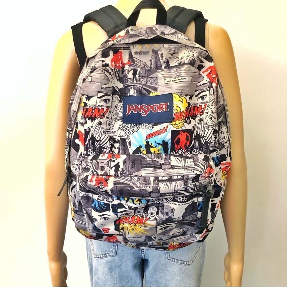💥REAR Jansport Comic Pop Print Backpack Bold Comic Retro Graphic.
